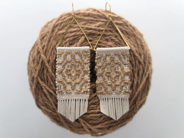 Trellis Earrings in Acadian Brown Cotton